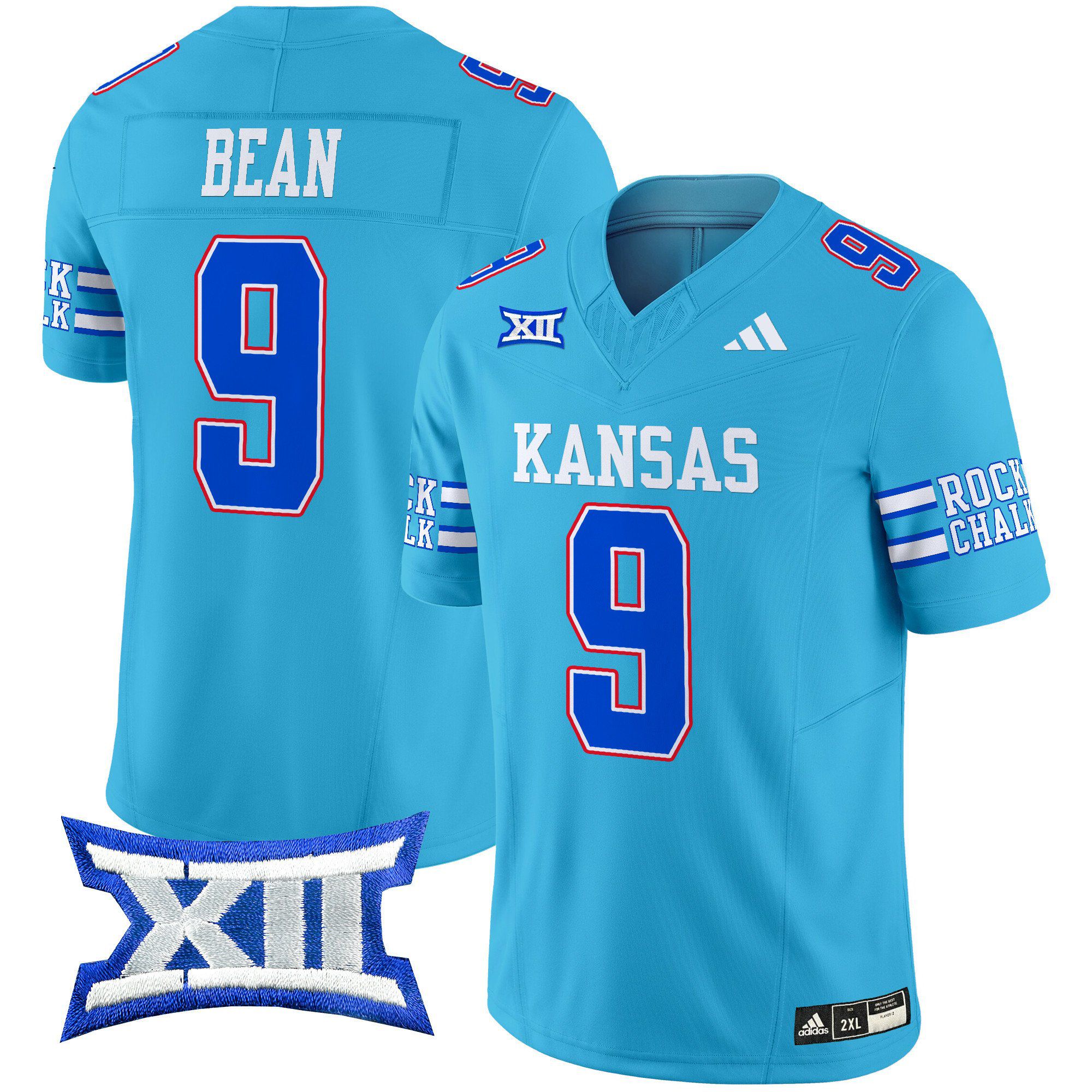 Men Kansas Jayhawks #9 Bean Light Blue 2024 Vapor Limited NCAA Jersey